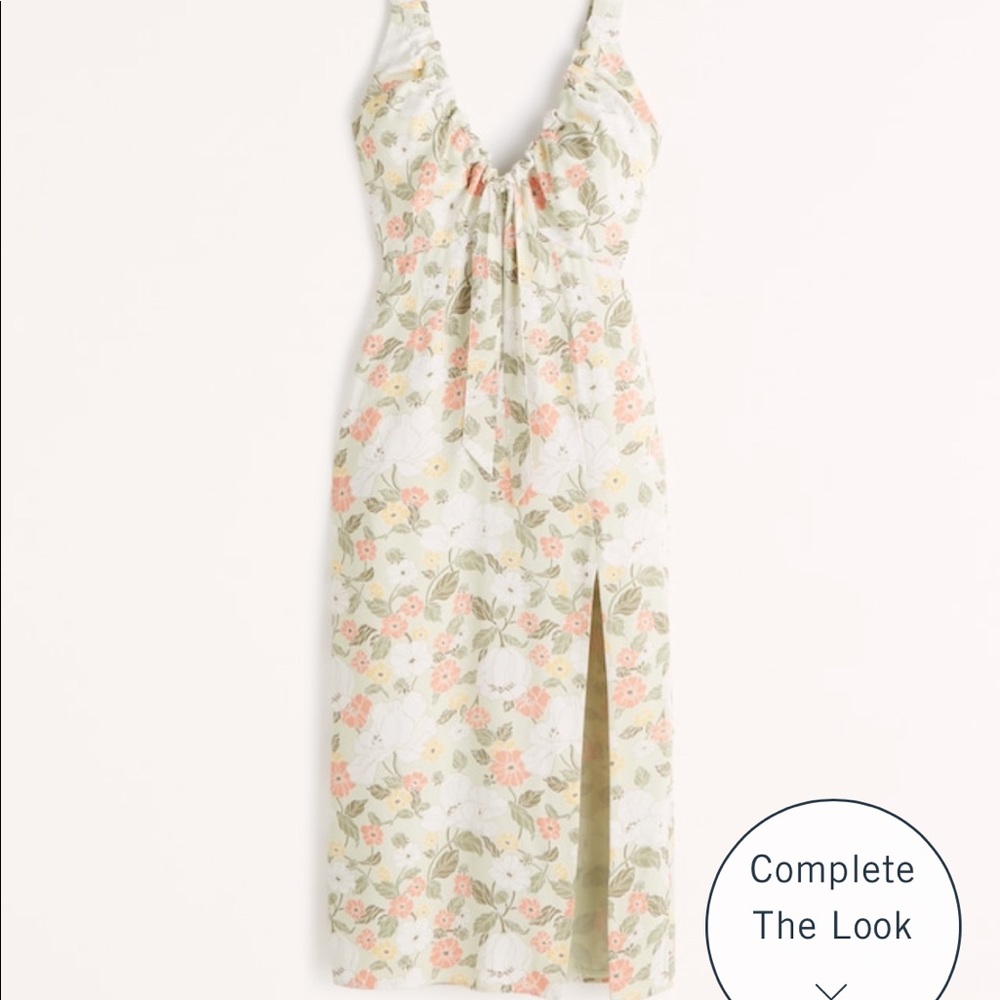 Abercrombie cinched neck slip midi dress